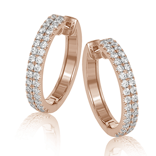 Hoop Earrings in 18K Rose Gold with Diamonds ER371