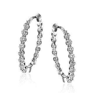 Hoop Earrings in 18k White  Gold with Diamonds LE4546