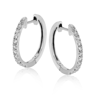 Huggie Hoop Earrings in 18k White Gold with Diamonds ER369