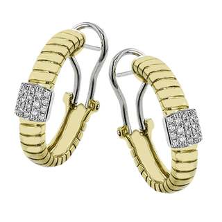 Huggie Hoop Earrings in 18K Yellow Gold with Diamonds LE4614