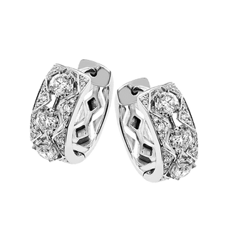 HUGGIE HOOP EARRINGS IN 18K WHITE GOLD WITH DIAMONDS LE4680