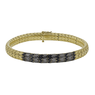 Men's Titanium Bracelet In 14k Gold With Black Diamonds BT1002