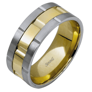 Men's Wedding Band In 14k White/Yellow Gold LG100