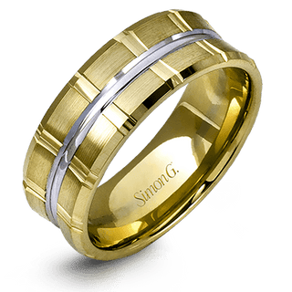 Men's Wedding Band Ring In 14k White/YellowGold LG110