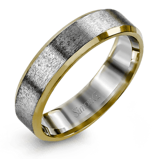 Men's Wedding Band Ring In 14k White/YellowGold LG108