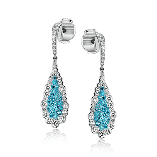 Paraiba Drop Earrings in 18k White Gold with Diamonds LE4030