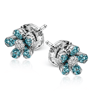 PARAIBA STUD EARRINGS IN 18K WHITE GOLD WITH DIAMONDS LE4435