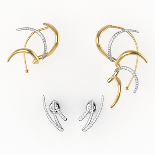 RAYS OF THE SUN EARRING SET IN 18K YELLOW/WHITE GOLD WITH DIAMONDS LE2330