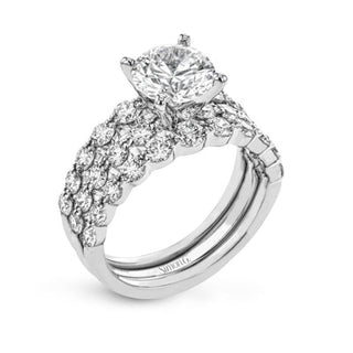 Round-cut Engagement Ring & Matching Wedding Band in 18k White Gold with Diamonds LP2380