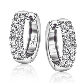 Simon-set Huggie Hoop Earrings in 18k White Gold with Diamonds LE4390