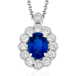 Tempera Sapphire Pendant Necklace in 18k White Gold with Diamonds LP4466