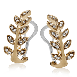 Vine Earring Climbers in 18K Rose Gold with Diamonds LE2309