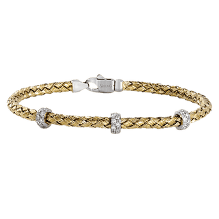 Woven Bangle in 18k Yellow Gold with Diamonds LB2093